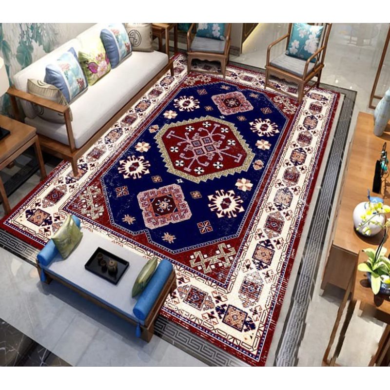 GENERICO - ALFOMBRA O TAPETE CON DISEÑO ETNIO TURCO AZUL 180X200CM TENG