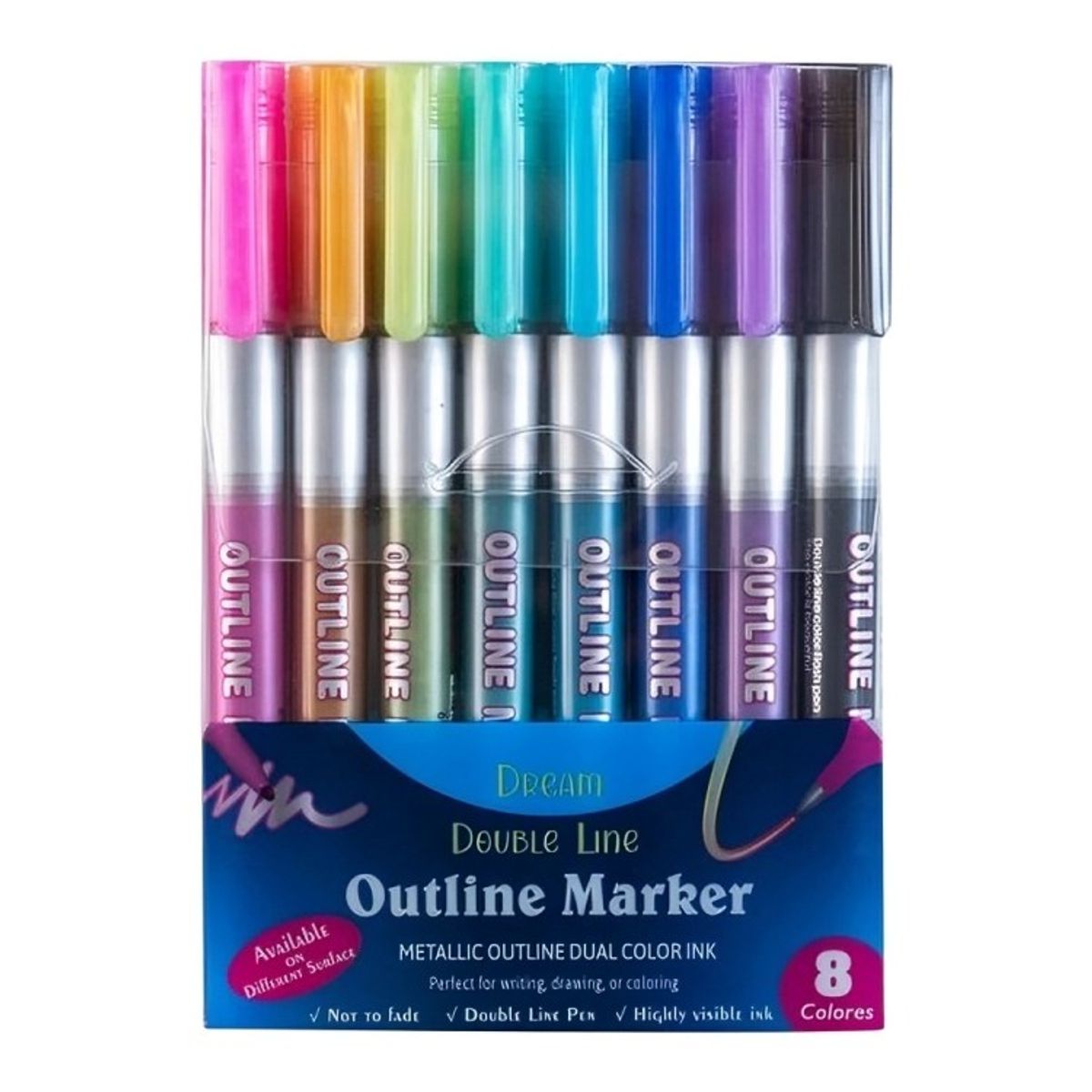 OEM - Lápices Mágicos Doble Línea 8 Colores para Niños y Niñas.