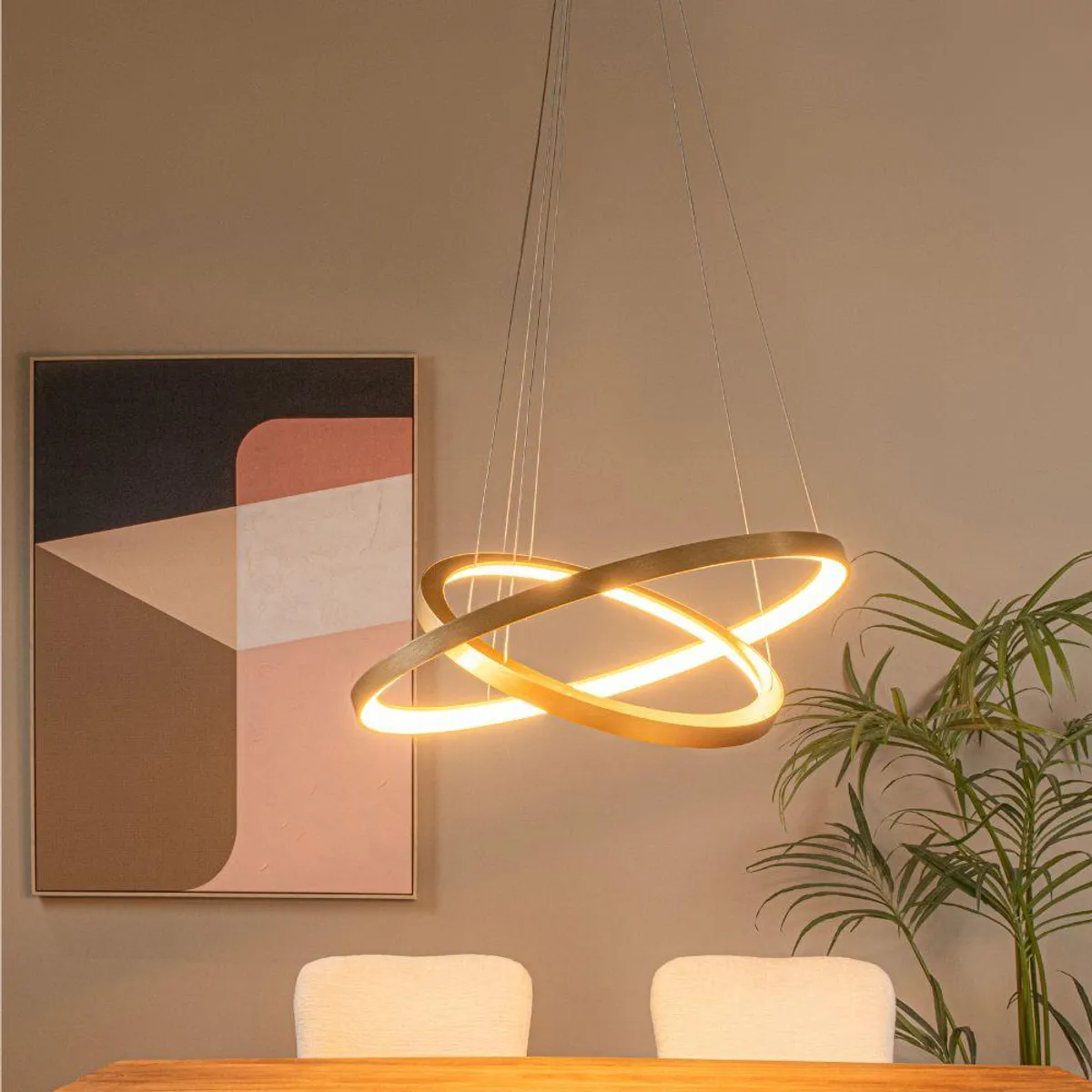 BOSCO - LAMPARA COLGANTE DUO VIDAL DORADO MATE LED Ø78cm - Dorado