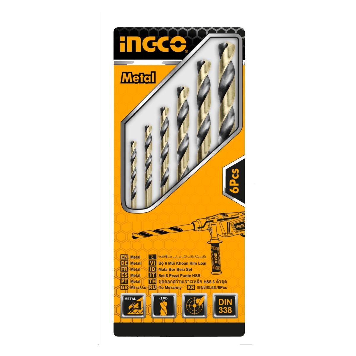 INGCO - Set Brocas para Metal HSS 6 Piezas 2 - 8mm