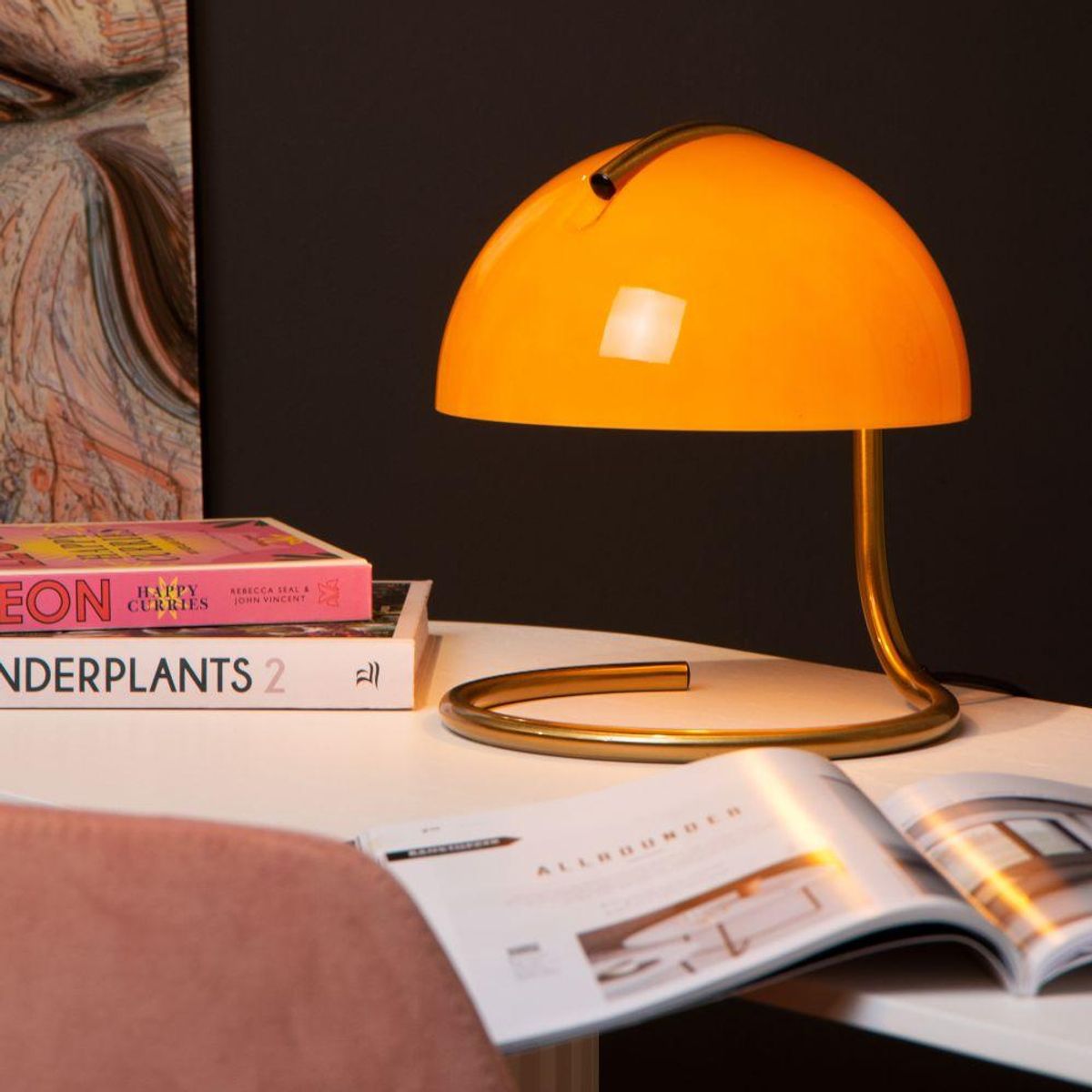 BOSCO - LAMPARA DE MESA CATO NARANJA Ø235-1xE27 - Naranja