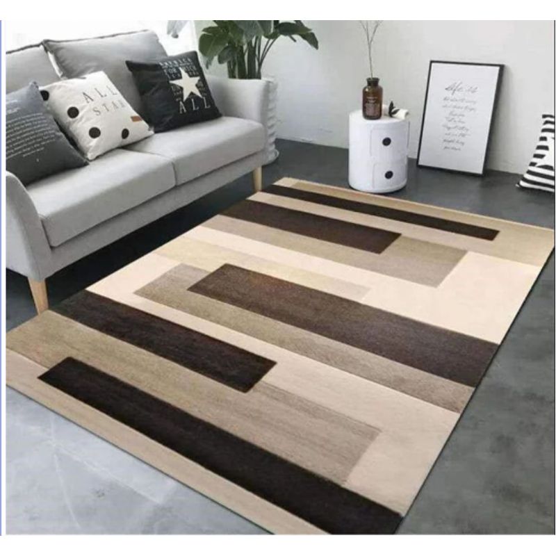 GENERICO - ALFOMBRA O TAPETE CON DISEÑO GEOMETRICO BEIGE 180X200CM TENG