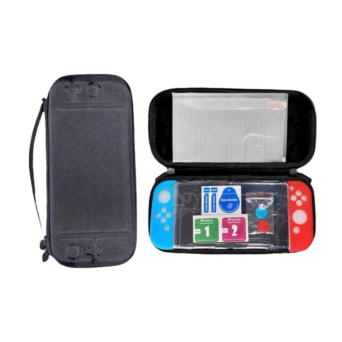 GENERICO - Kit Funda Protector Lamnina Vidrio para Nintendo Switch  NEGRO