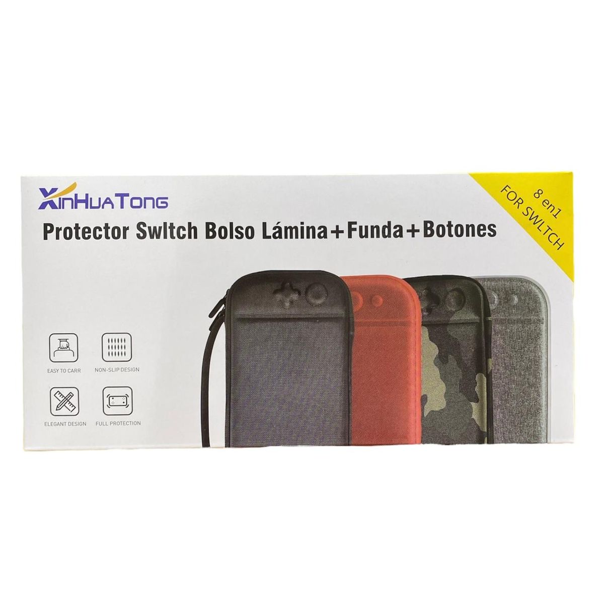 GENERICO - Kit Funda Protector Lamnina Vidrio para Nintendo Switch  NEGRO