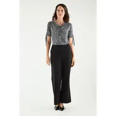 MA GRIFFE - Pantalon Wide Con Corte Negro Magriffe