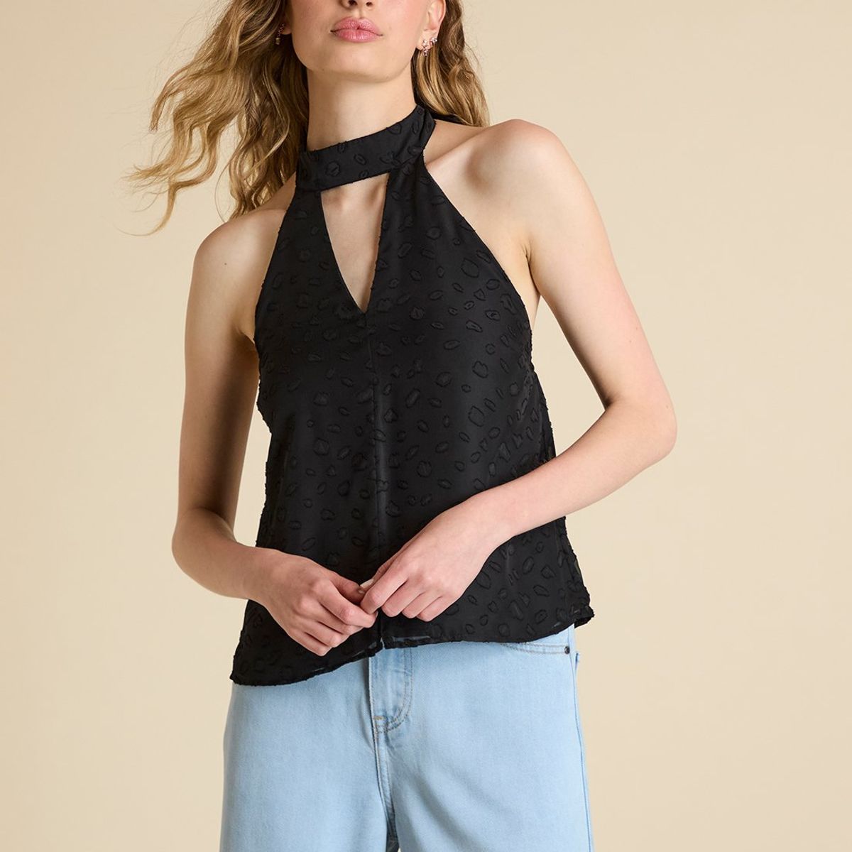 IO - Blusa Sin Mangas Negro Mujer Io
