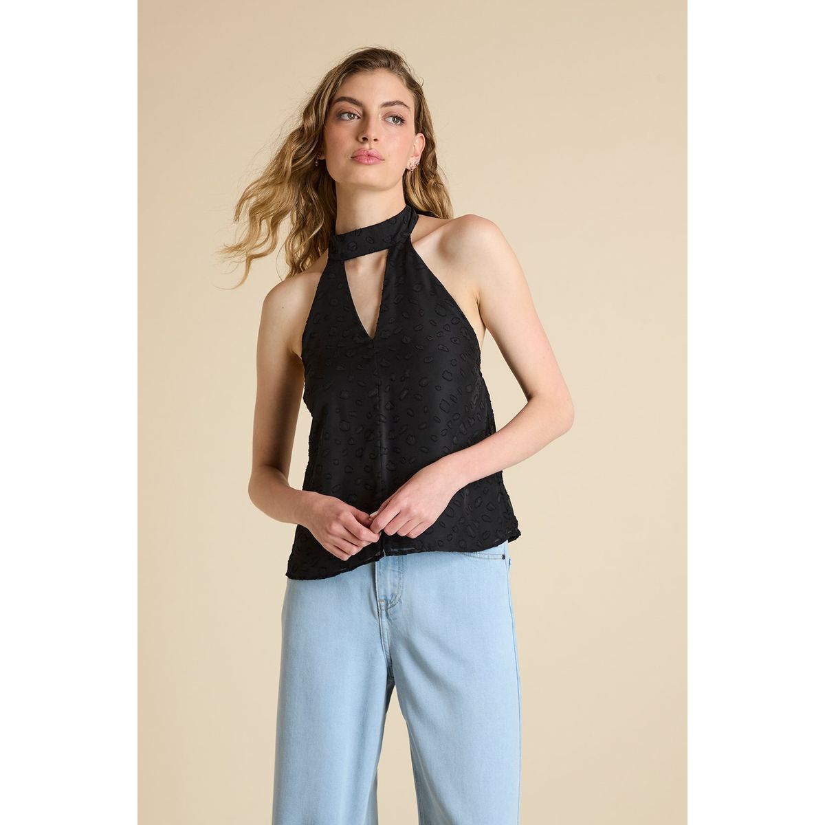 IO - Blusa Sin Mangas Negro Mujer Io
