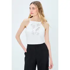IO - Blusa Sin Mangas Crudo Mujer