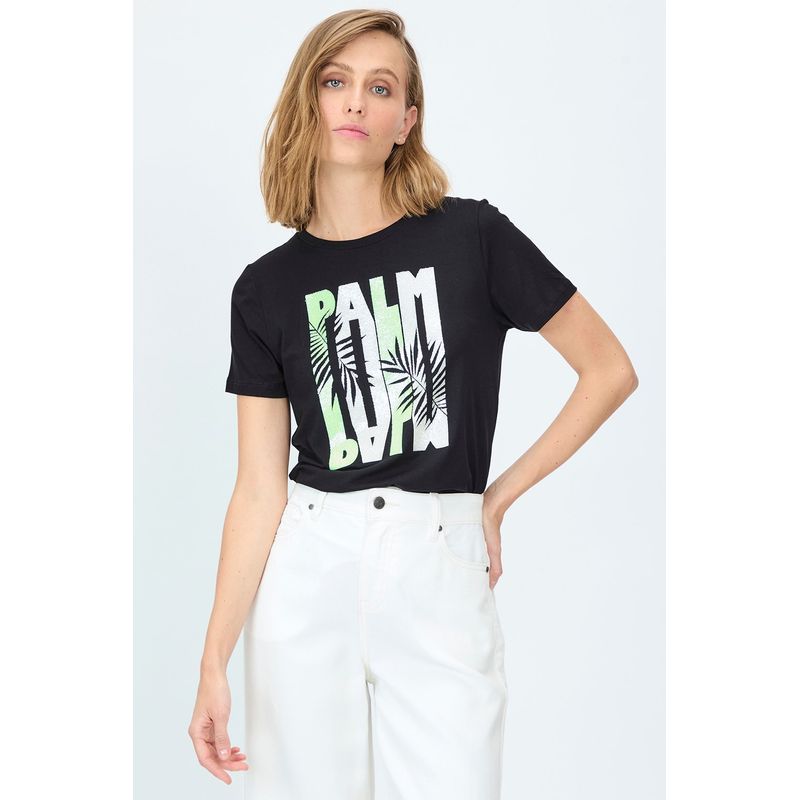 IO - Polera Manga Corta Negro Mujer Io