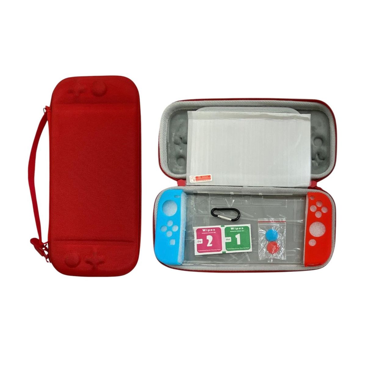 GENERICO - Kit Funda Protector Lamnina Vidrio para Nintendo Switch ROJO