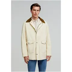 SCALPERS - Parka Encerada Cuello Pana Off White