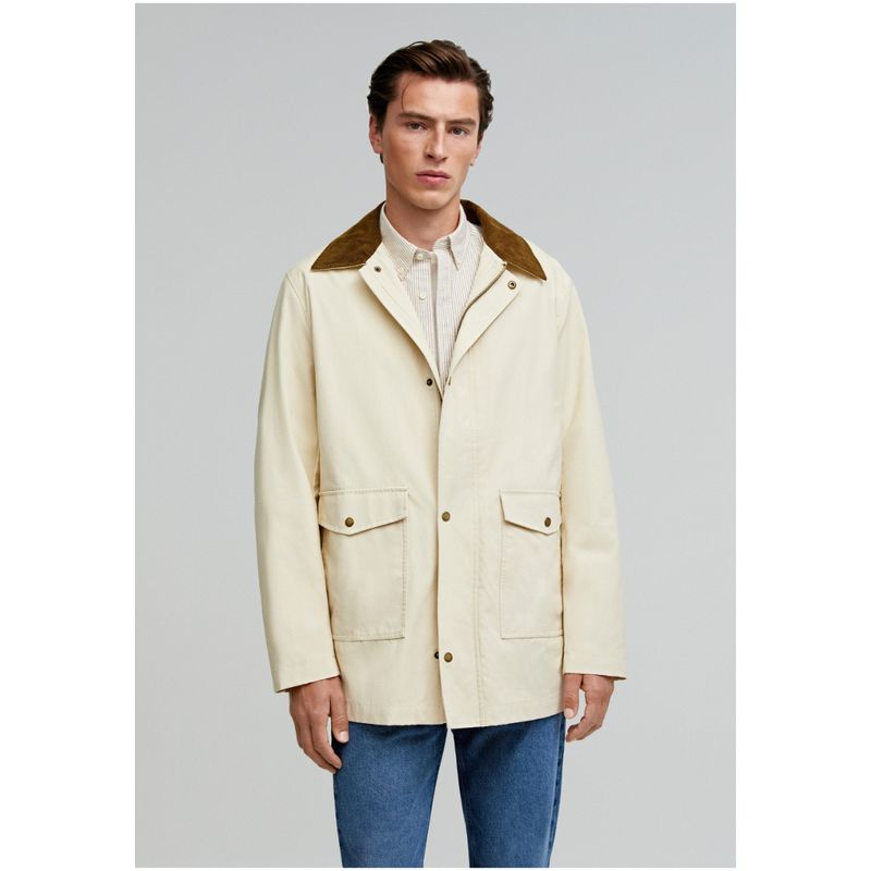 SCALPERS - Parka Encerada Cuello Pana Off White