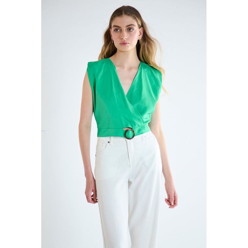 IO - Blusa Sin Mangas Verde Musgo Mujer Io