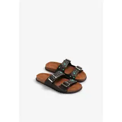 SCALPERS - Sandalias Piel Hebilla Tachas Dark Brown