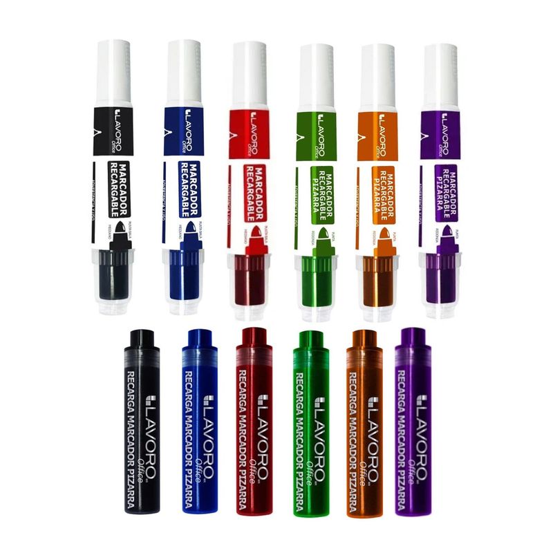 LAVORO - Set Plumones, Marcadores Recargables + Recargas. Lavoro