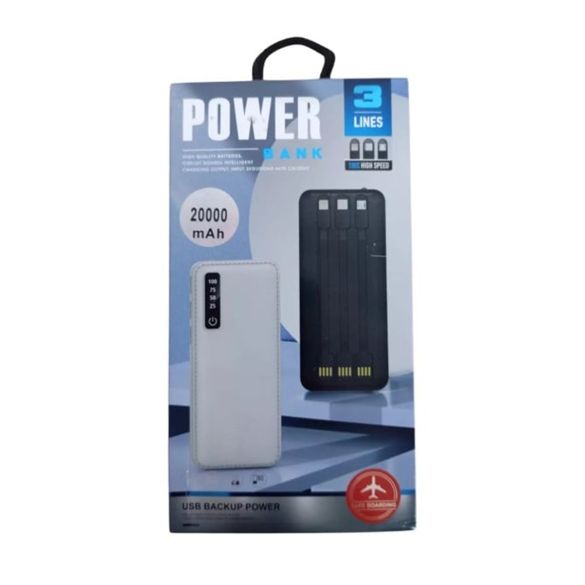 STARTECHOFFICE - Cargador Portátil 20000mAh 3 Puertos USB Pantalla LED Cables Incluidos LED integrado