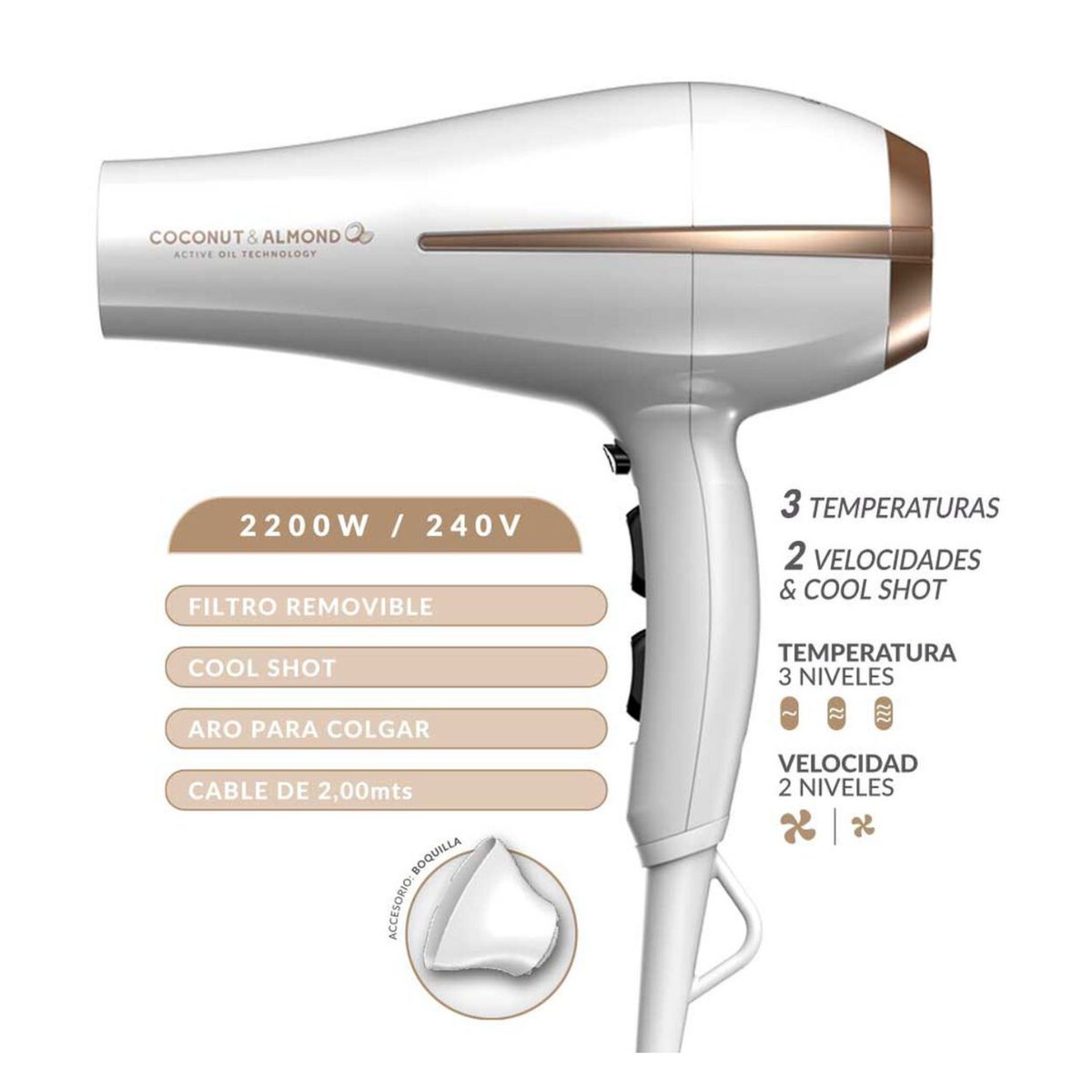 GAMA - Combo Secador De Pelo Gama Coco + Alisador + Cepillo Mini