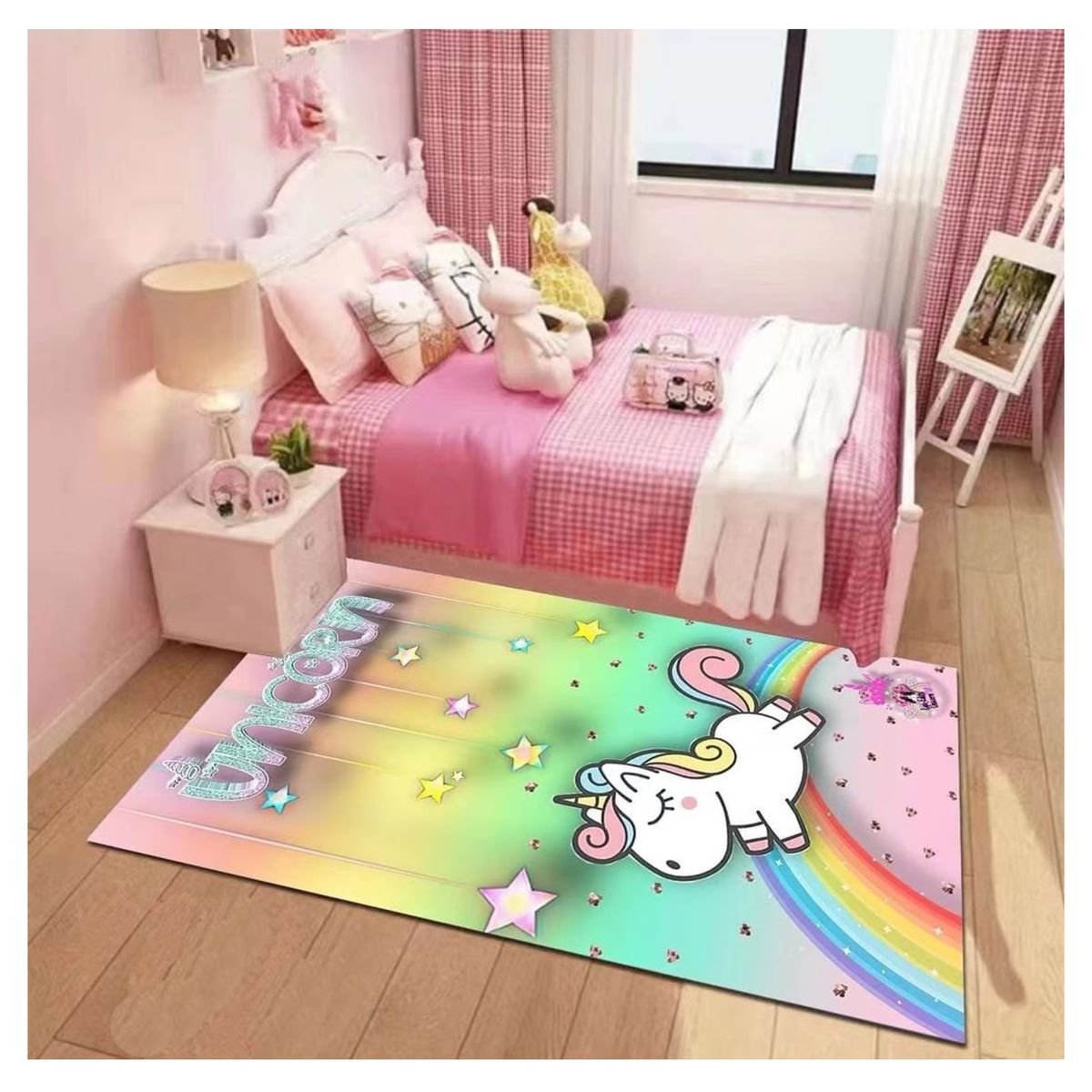SMARTY - Alfombra Lisa Infantil Diseño Rainbow Unicorn 120x160CM