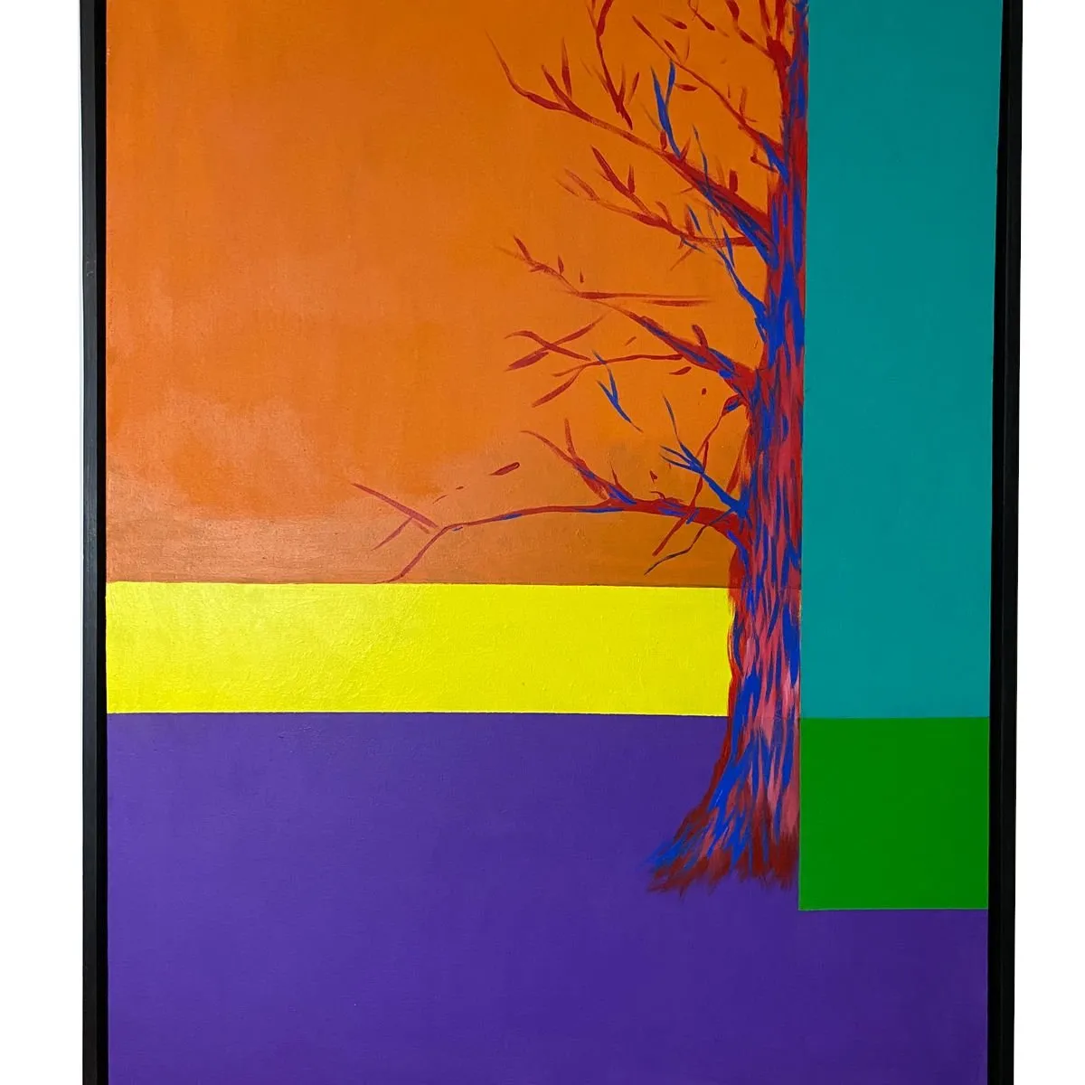 GENERICO - Cuadro Decorativo Árbol Colores Vivos Naranja Morado Moderno 90x70 cm