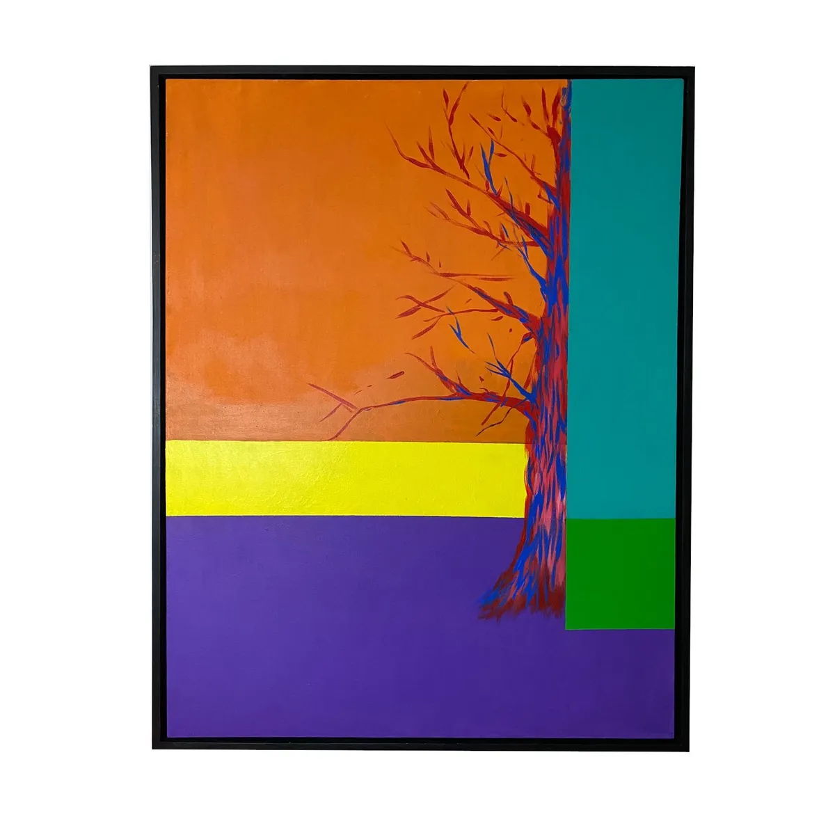 GENERICO - Cuadro Decorativo Árbol Colores Vivos Naranja Morado Moderno 90x70 cm