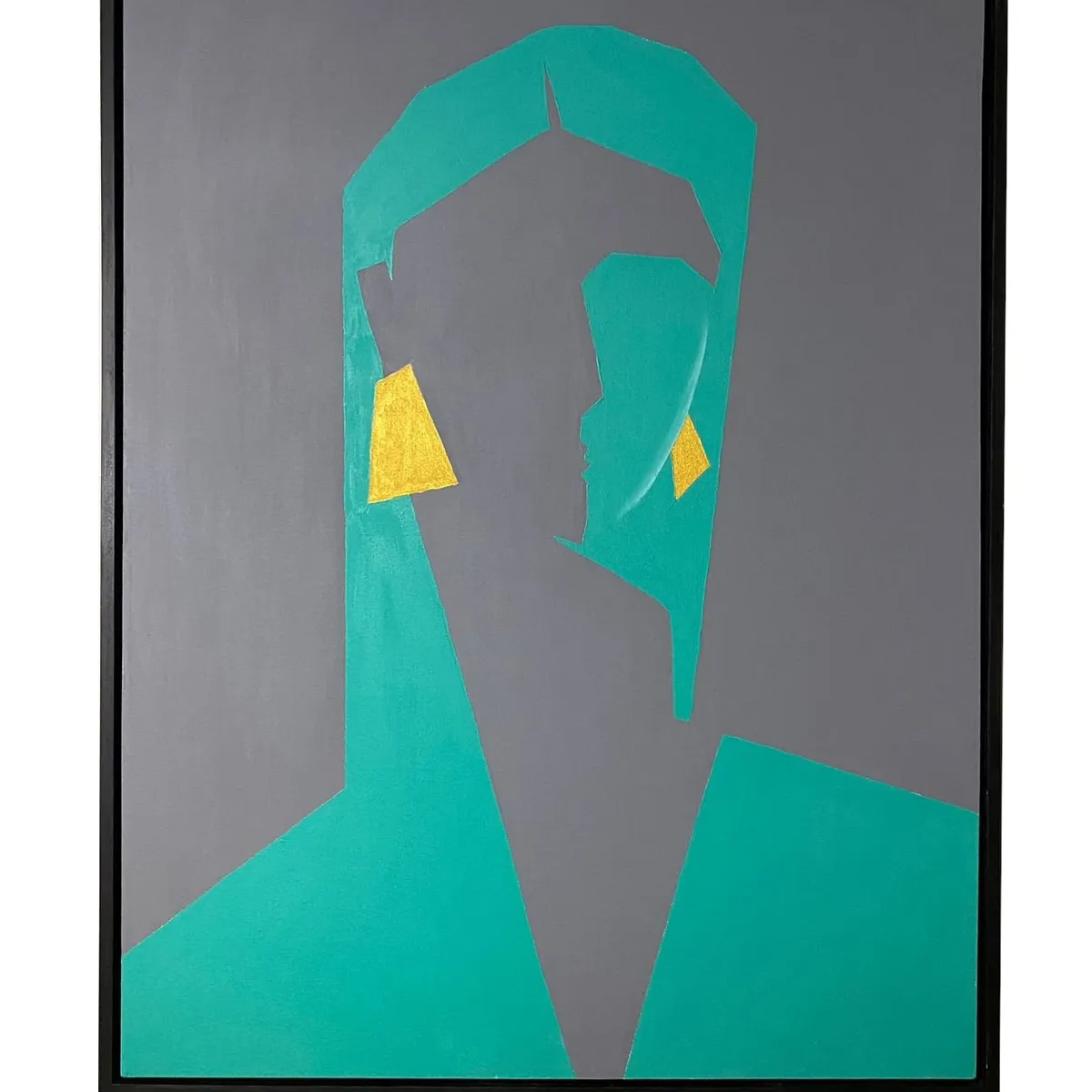 GENERICO - Cuadro Decorativo Silueta Femenina Estilo Pop Art Minimalista Acrílico Pintado A Mano  90x70 cm