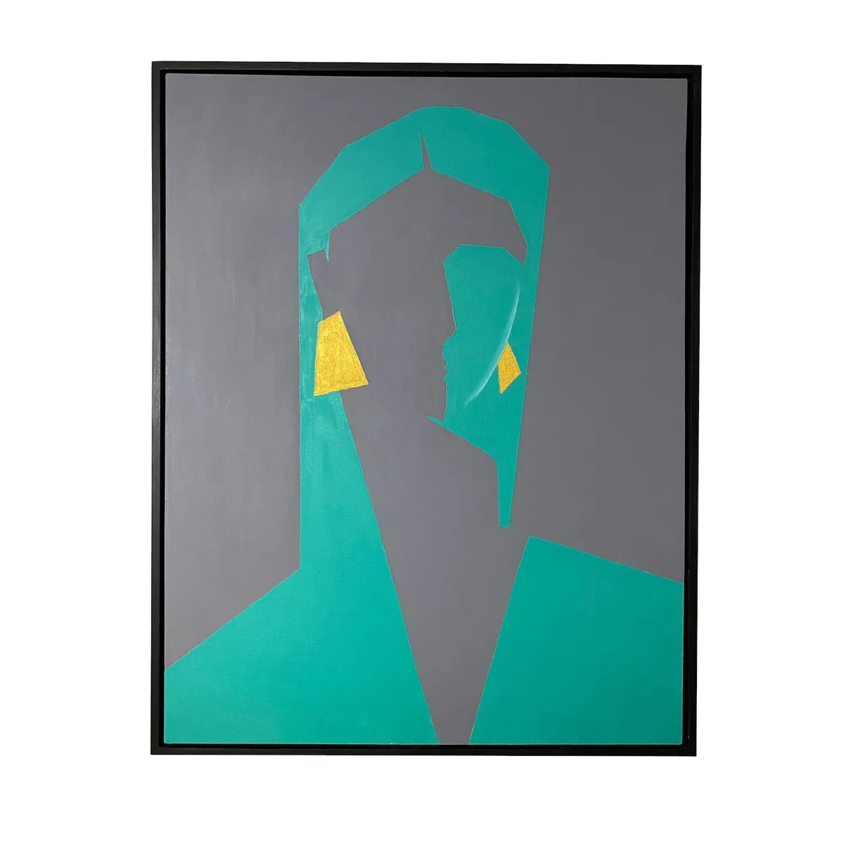 GENERICO - Cuadro Decorativo Silueta Femenina Estilo Pop Art Minimalista Acrílico Pintado A Mano  90x70 cm