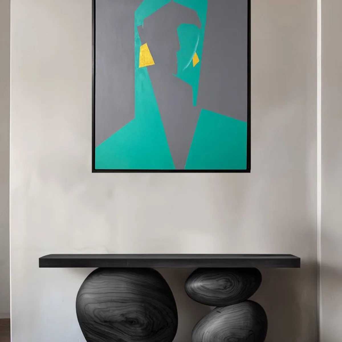 GENERICO - Cuadro Decorativo Silueta Femenina Estilo Pop Art Minimalista Acrílico Pintado A Mano  90x70 cm