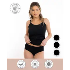 UNICA LINGERIE - CALZÓN PACK 3 PANTALETA MICROFIBRA SIN DEMARCACIÓN NEGRO