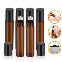 KUANGYE - 50 Piezas Botellas De Vidrio ámbar De Aceite Esencial Roll-On 10ml