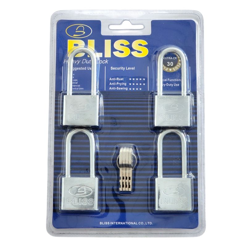 BLISS - Pack 4 Candados de Seguridad 30mm Bliss 13345