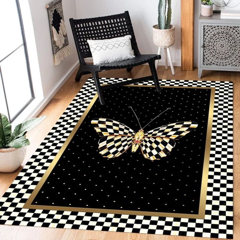 GENERICO - ALFOMBRA O TAPETE CON DISEÑO MARIPOSA AJEDRES 200X240CM TENG