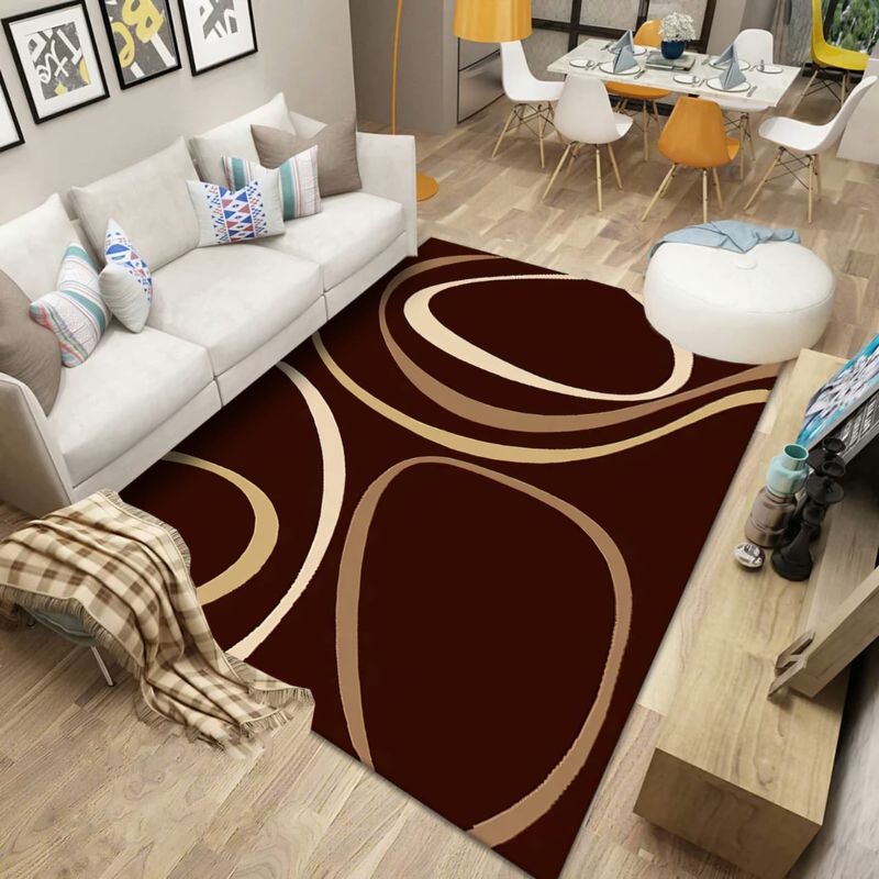 GENERICO - ALFOMBRA O TAPETE CON DISEÑO GEOMETRICO CAFE 200X240CM TENG