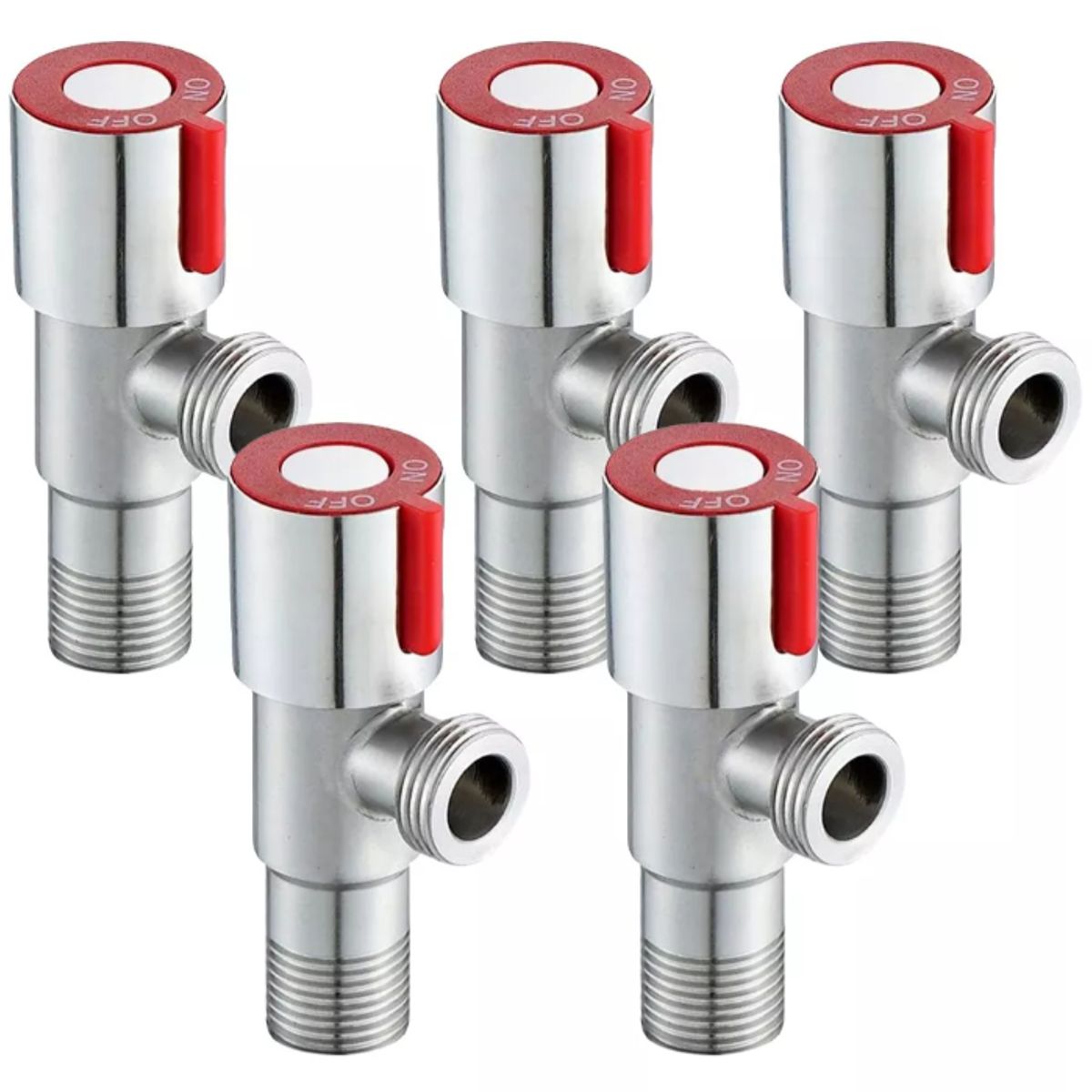 KUANGYE - 5× Llave Válvula Angular Doble En Acero Inoxidable De Baño