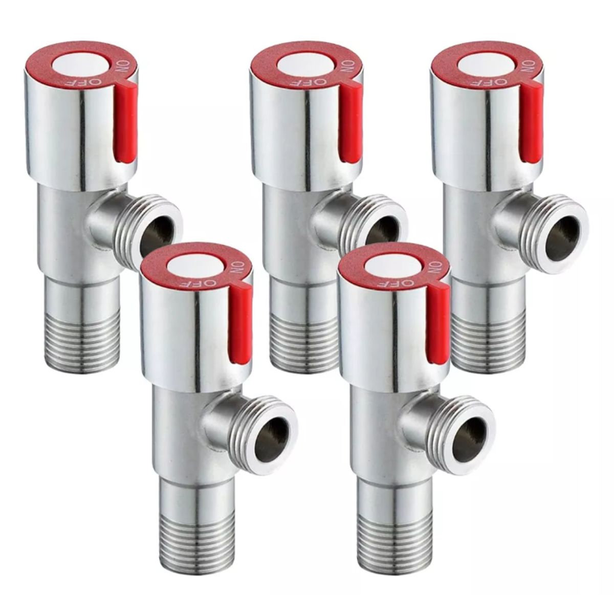 KUANGYE - 5× Llave Válvula Angular Doble En Acero Inoxidable De Baño