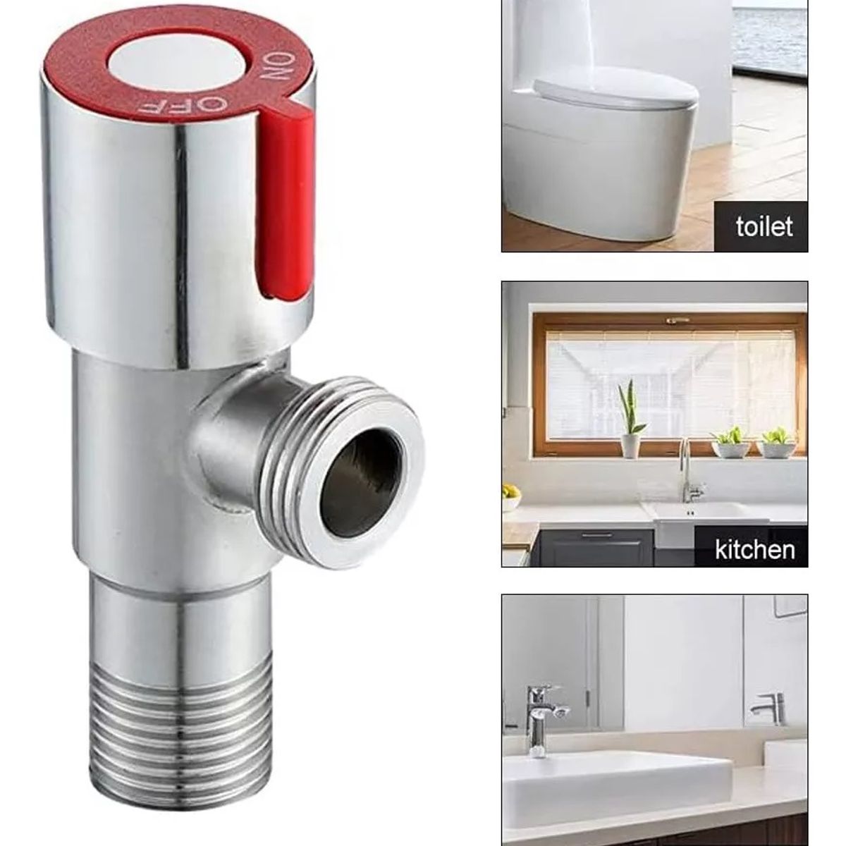 KUANGYE - 5× Llave Válvula Angular Doble En Acero Inoxidable De Baño