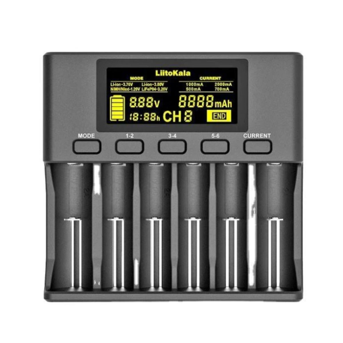 TECNOLAB - Cargador de Pilas Universal Carga Rápida para 6 Pilas TL110