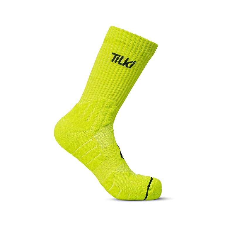 Calcetin Crew D2 Lehinde Amarillo Fluor Tenis Padel Amarillo Limon 35-38