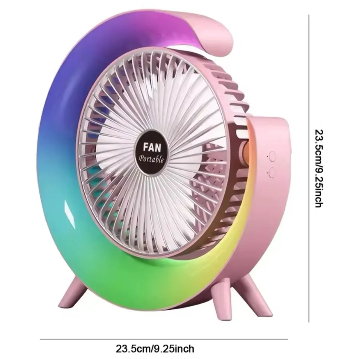 GENERICO - Ventilador De Escritorio Recargable Portátil Y Luz Led Rosa Pálido
