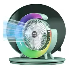 GENERICO - Ventilador De Escritorio Recargable Portátil Y Luz Led Verde Agua