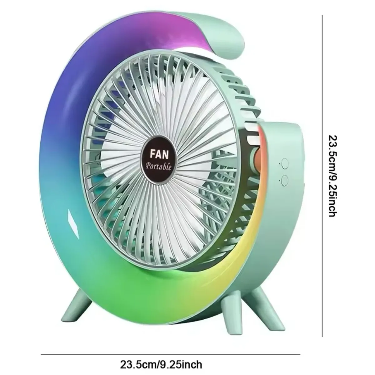 GENERICO - Ventilador De Escritorio Recargable Portátil Y Luz Led Verde Agua