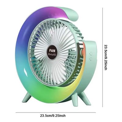 Imagen 2 del producto Ventilador De Escritorio Recargable Portátil Y Luz Led Verde Agua
