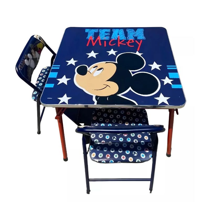 GENERICO - Mesa con Dos Sillas Plegables Diseño Micky Disney