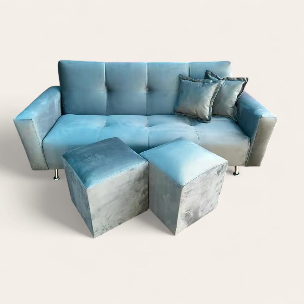 GENERICO - SOFA FUTON CAMA CON BRAZOS GRIS FELPA