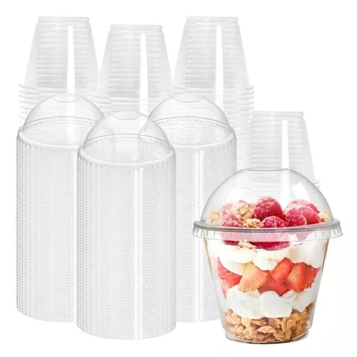 PASTELERIUSCL - X100 Vasos Plastico Desechables Vaso Tapa Domo Sin Hoyo 9oz  Transparente Vasos Plasticos PASTELERIUS