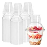 X100 Vasos Plastico Desechables Vaso Tapa Domo Sin Hoyo 9oz Transparente Vasos Plasticos PASTELERIUS