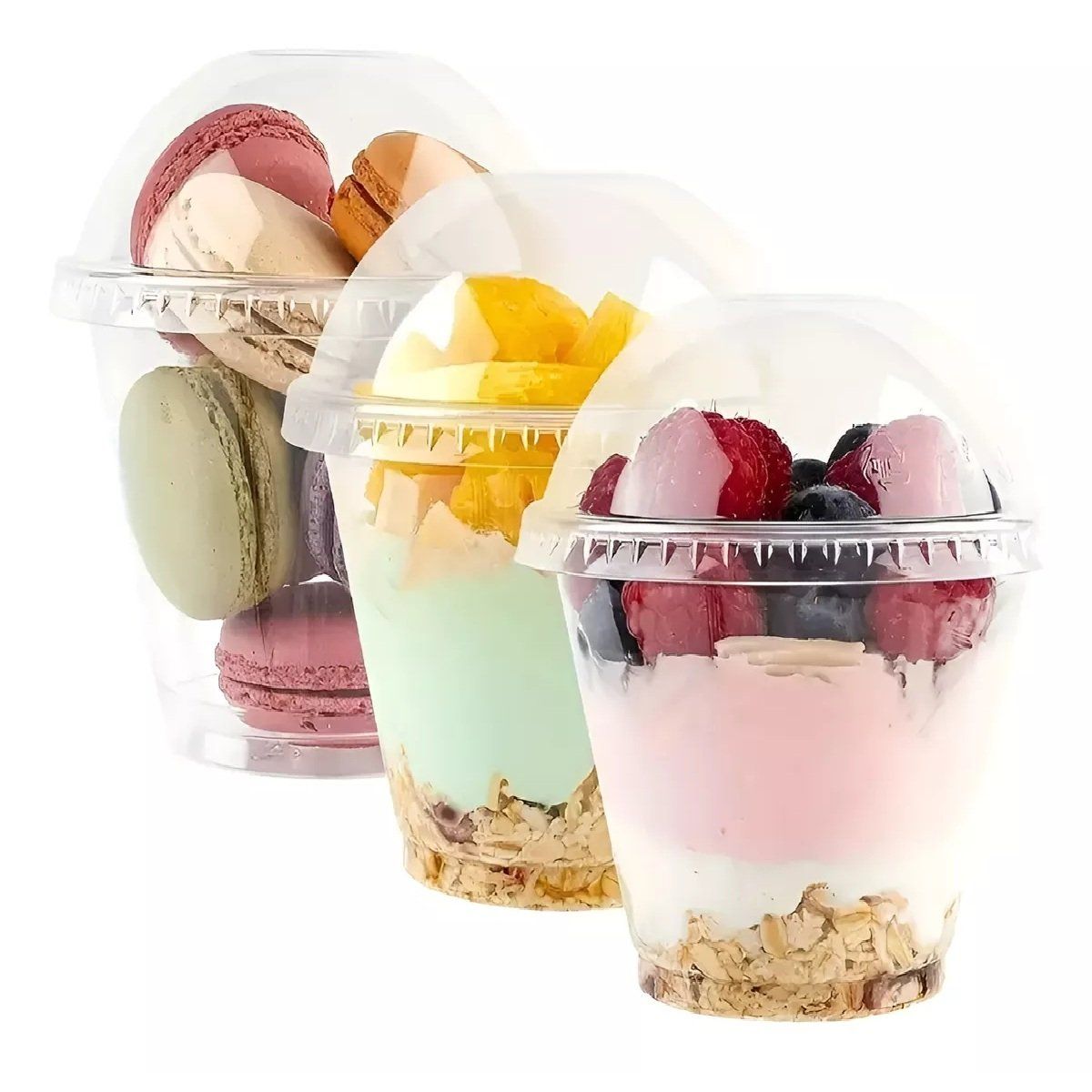 PASTELERIUSCL - X100 Vasos Plastico Desechables Vaso Tapa Domo Sin Hoyo 9oz  Transparente Vasos Plasticos PASTELERIUS