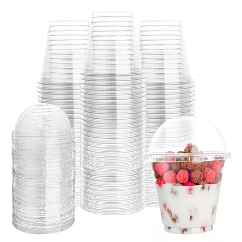 GENERICO - Pack X200 Vasos Plasticos Desechables Vaso Domo Sin Hoyo 9oz