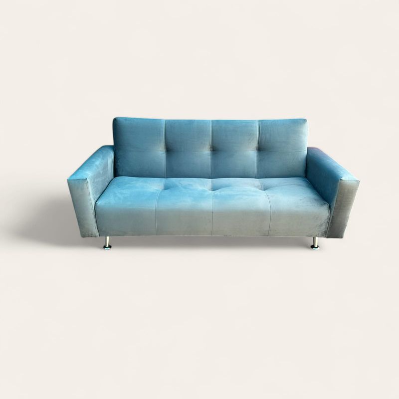 GENERICO - SOFA FUTON CAMA CON BRAZOS COLOR GRIS FELPA