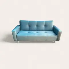 GENERICO - SOFA FUTON CAMA CON BRAZOS COLOR GRIS FELPA