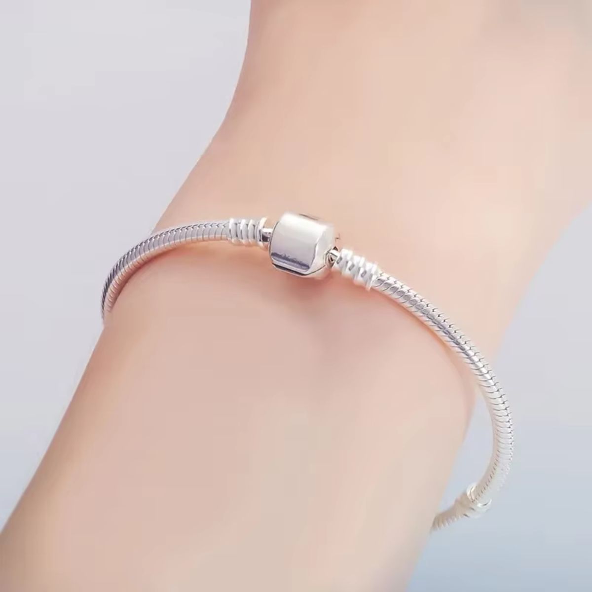 GENERICO - Pulsera Plateada de Acero para Charms 21 CM